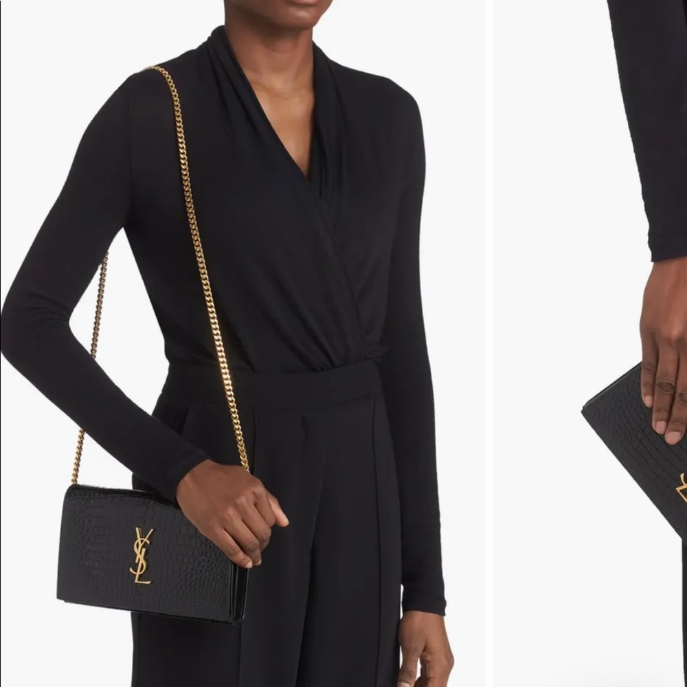 Saint Laurent croc embossed Kate bag